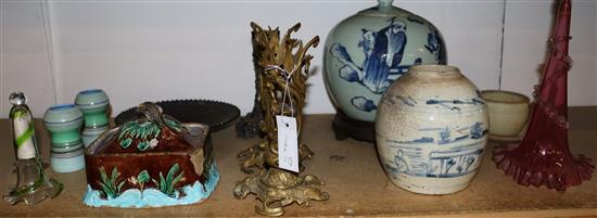Mixed ceramics & glass etc epergne